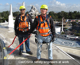 Cal/OSHA safety engineers at work.