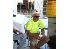 Construction worker resting.