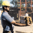 Laborers holding 10 lbs. of wood 25" away from body