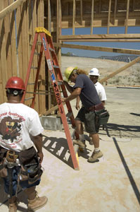 When climbing, descending or working on ladders always face the ladder and keep 3 alternate contact points (two feet and one hand or two hands and one foot)