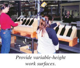 Provide variable-height work surfaces