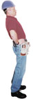 Carpenter exercising: Stretching lower back and hips
