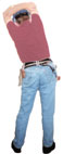 Carpenter exercising: Stretching arm and shoulders