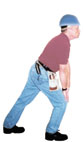 Carpenter exercising: Stretching legs