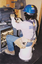 Carpenter wearing tool belt