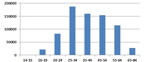 Count of FROIs By Age Group at Injury 2020