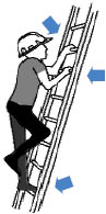 Example of proper ladder-climbing technique.