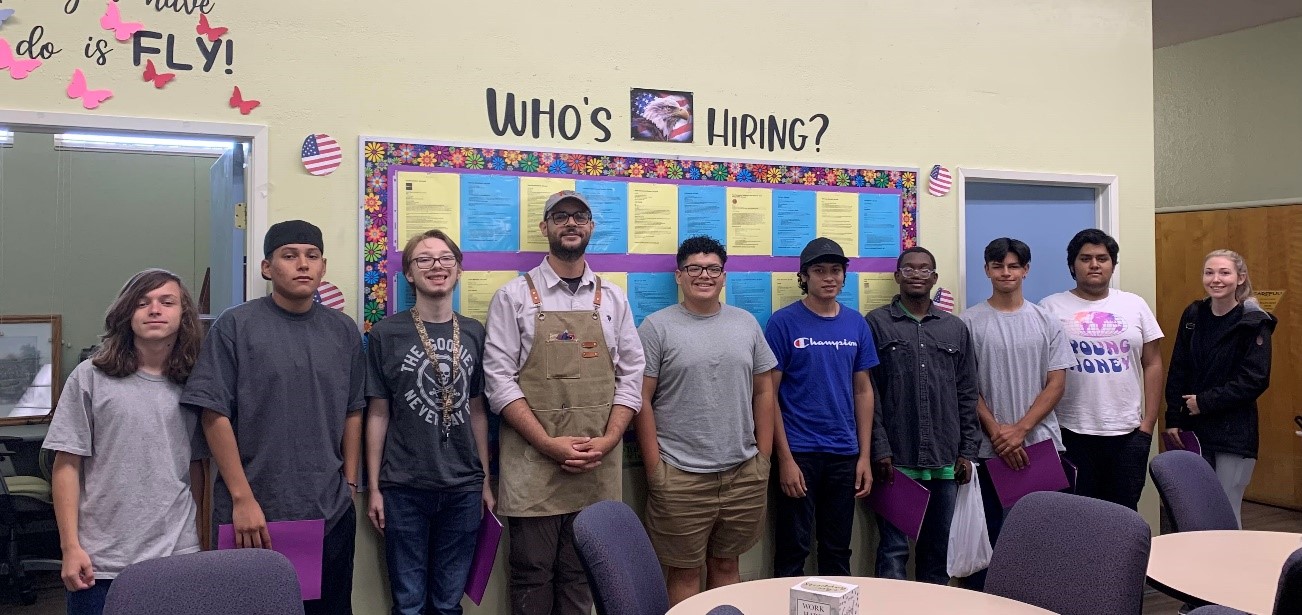 Students standing in class