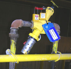 Pneumatic control Valve locked out/tagged out