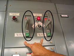 Electrical energy sources with 2 labeled energy isolating devices (switches)