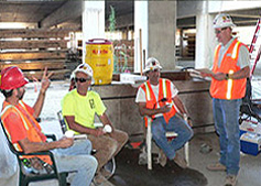 Construction workers being trained on-site