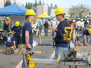 Students working