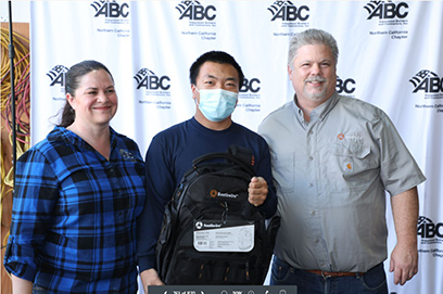 Michele Daugherty, ABC NorCal Chapter President/CEO; Joseph Peterson, apprentice; Joe Fawcett, Training Instructor of Southwire Company
