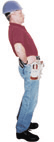 Carpenter exercising: Stretching lower back and hips