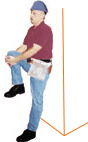 Carpenter exercising: Stretching lower back and hips