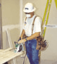 Carpenter wearing tool belt