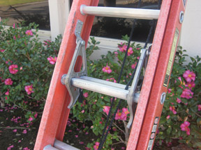 Stops (for extensions ladders)on rails of the top section to ensure it will not fall, and on both rails of the bottom section to ensure enough overlap between the sections.