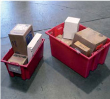Large container with smaller boxes inside