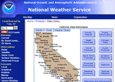 Web page from National Weather Service