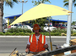 Worker in shade