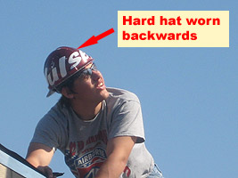 Hard hat work backwards