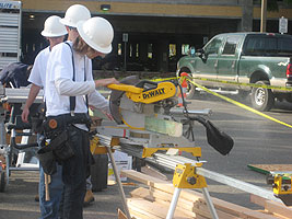 Man using a power saw