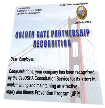Certificate recognizing participation in the Golden Gate Partnership program.