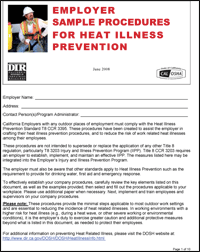 Employer Sample Procedure for Heat Illness Prevention